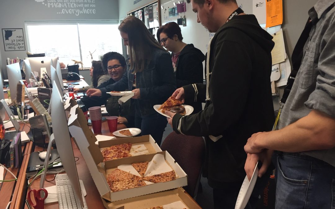 Pizza party for Riverside Tulsa Tech